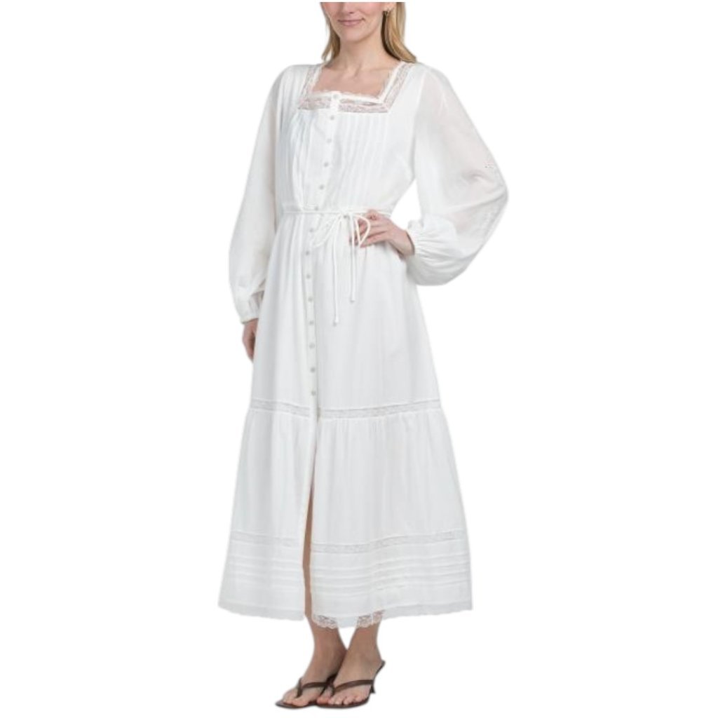 Caroline Constas Cotton Long Sleeve Voile Fully Lined Maxi Tiered Dress